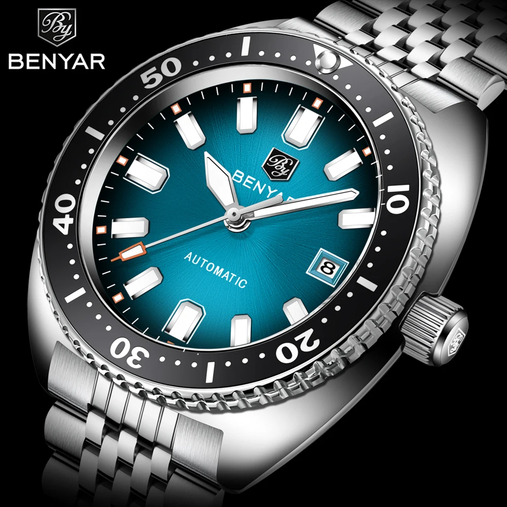 

BRNYAR 2025 New Luxury Fashion Men Automatic Mechanical Watch 42mm BY-5211 Calendar Waterproof 50m Luminous Wristwatches fo men