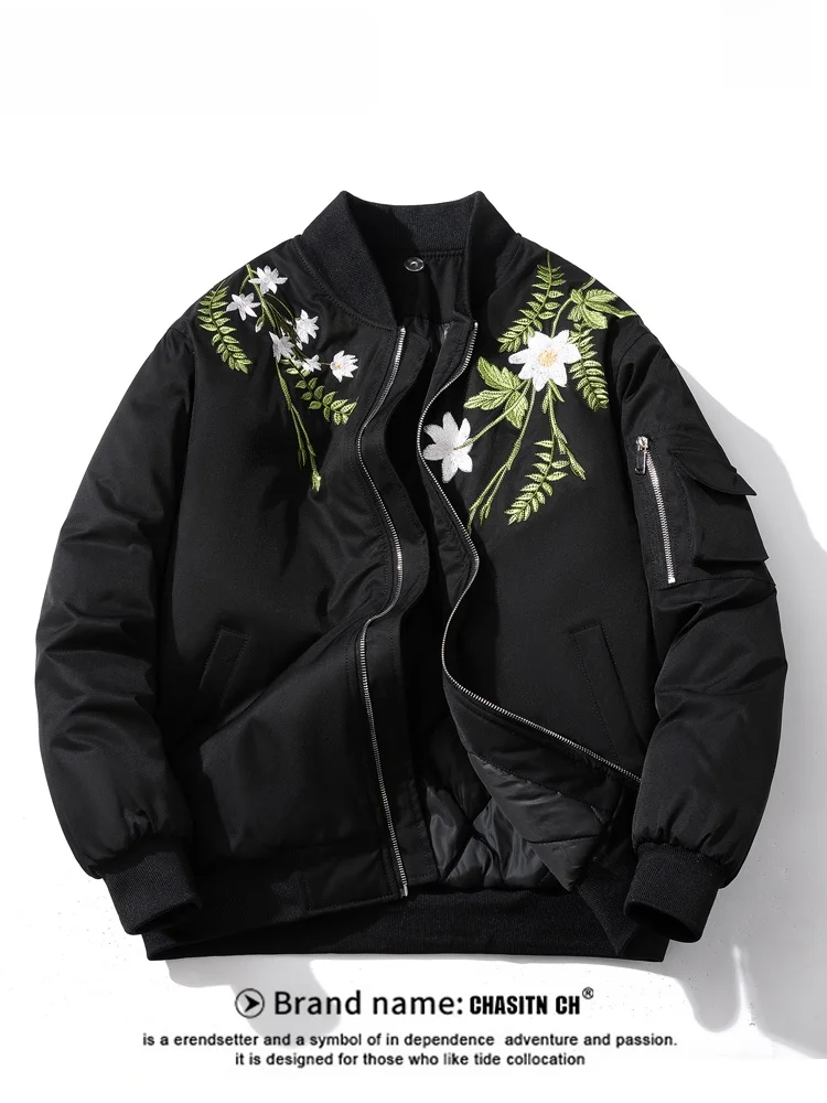 

Мужская повседневная утепленная куртка из хлопка с вышивкой, осенне-зимняя, свободного кроя, в стиле милитари, из полиэфирного волокна, теплая, с длинными рукавами