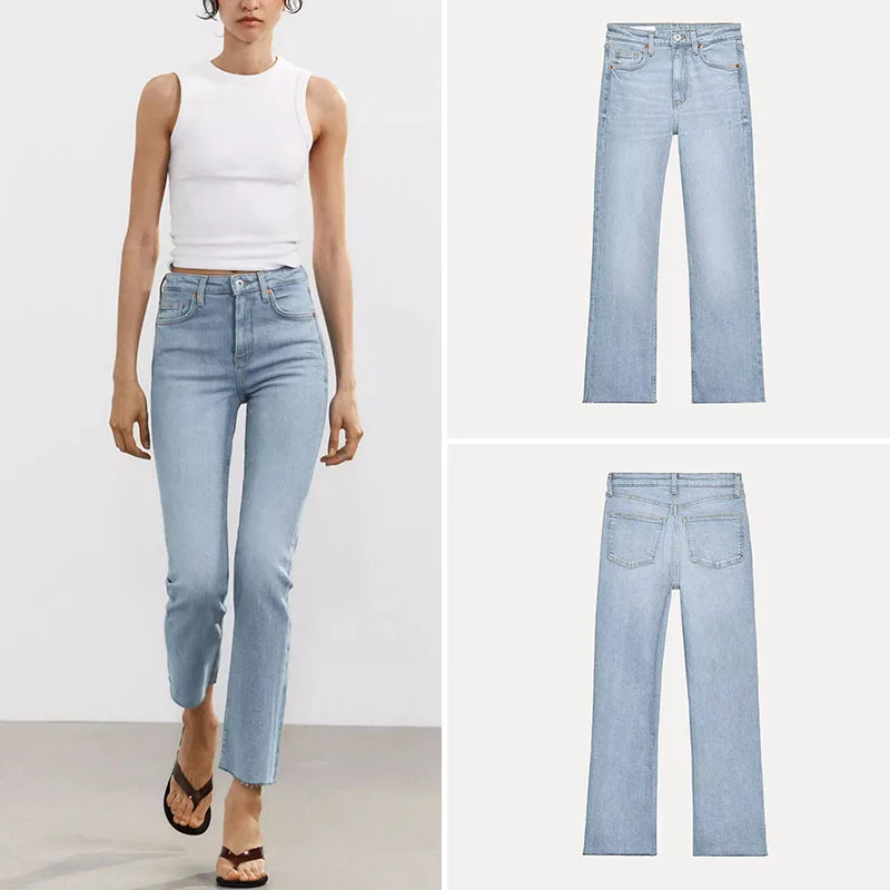 

Faionable High Waist Ankle-Length Bell Bot Casual Denim Jeans for Women Spring 2025 Ele Ladies' Premium Jeans