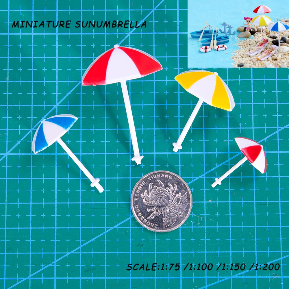 2PCS Miniature Sunumbrella 1:200-1:75 ABS Plastic Model Toys Parasol Beach Scenery Diy Model Making for Diorama Random Colors