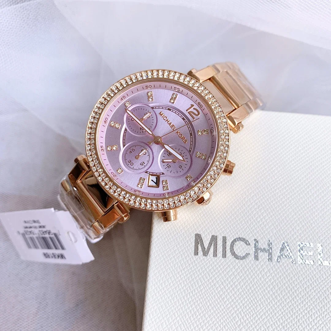 Michael Kors Fashion Luxury Lady Wristwatch Parker MK-6169 Diamond Starry Sky Quartz Watch Chronograph Women Exquisite Gift