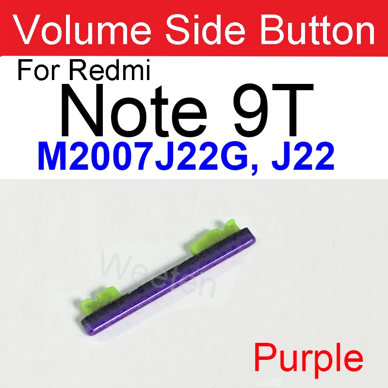 Power & Volume Side Button For Xiaomi Redmi Note 9 4G 5G Note 9S 9 Pro Note 9T Volume Power On Off Side keypads Replacement Part