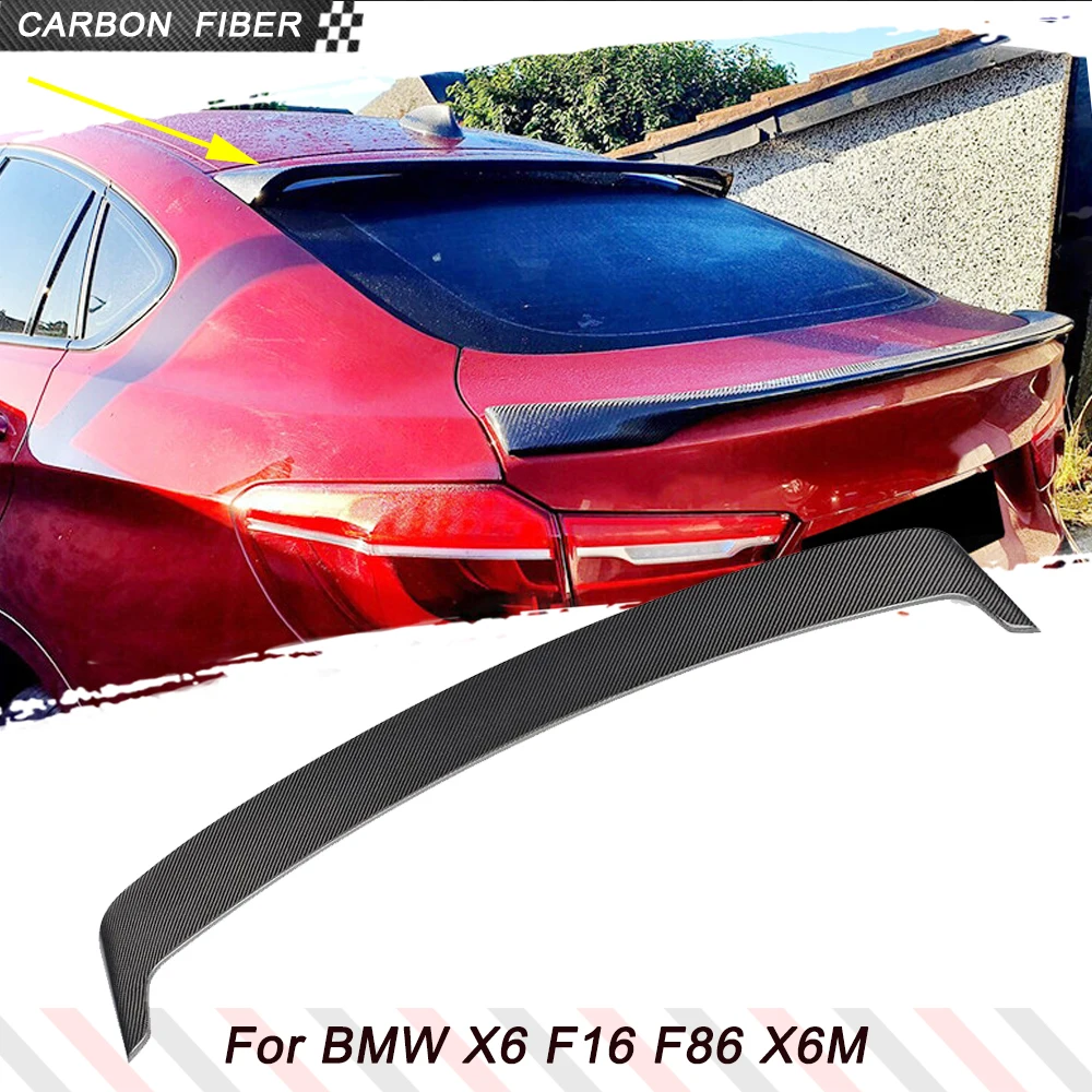 

Гоночный спойлер на заднюю крышу автомобиля из углеродного волокна для BMW X6 F16 F86 X6M 2015-2018 Автомобильный задний спойлер на крышу, комплекты кузова на крыше, окно