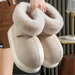 Shevalues New Plush Fur Slippers For Women Winter Fashion Warm Fluffy Home Slippers Outdoor Furry Antiskid Casual Cozy Snow Boot