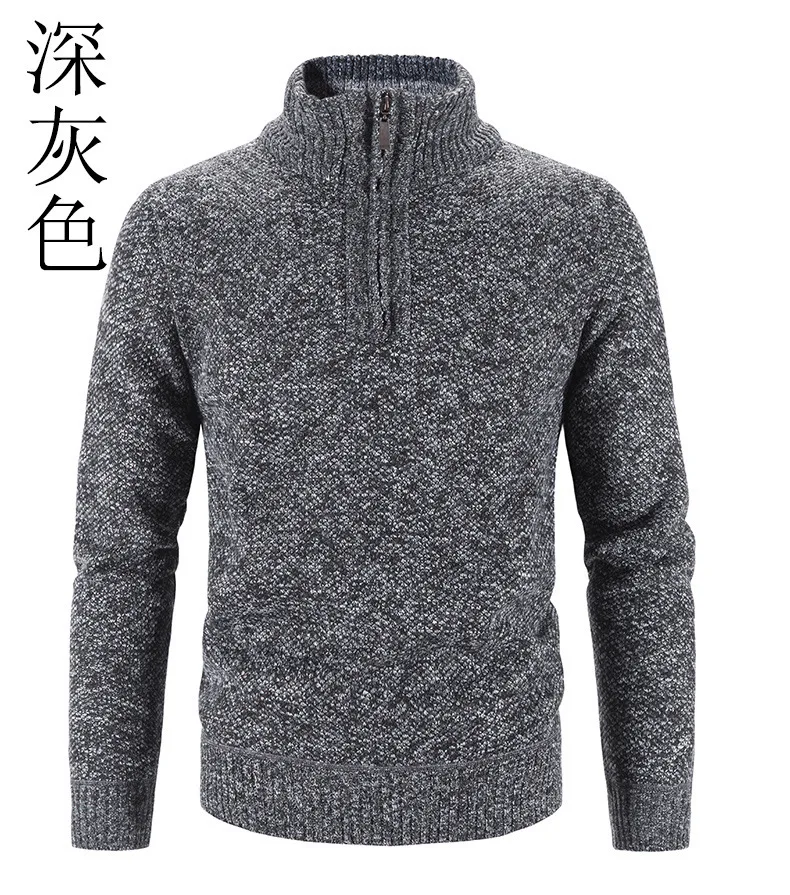 New autumn and winter knitwear men's stand up collar plus size sweater with half zipper and thickened pullover