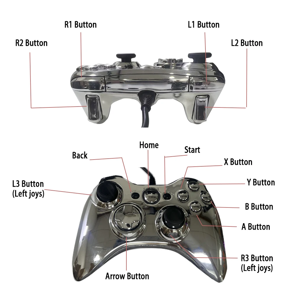 وحدة تحكم سلكية للألعاب Xbox 360 مع لمسة نهائية أنيقة مطلية بالكهرباء - محيطية لألعاب USB، متوافقة مع Xbox 360 وPC