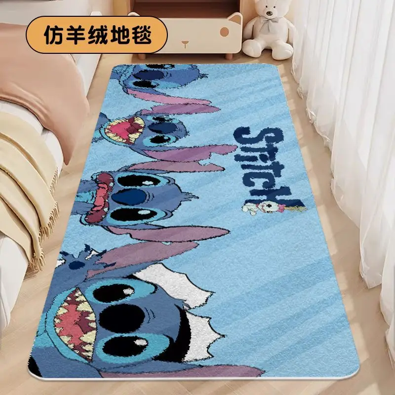 Disney Cartoon Little Monster Stitch Plush Carpet Angel Lounge Rug Boojiboo Bedroom Bedside Rug Cute Abomination Floor Mat Decor