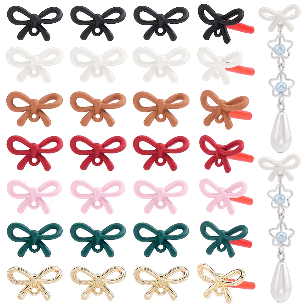 28Pcs Bowknot Post Earring Findings Alloy Bowknot Stud Earrings Stud Earring Findings with Loop Jewelry Making Accessories