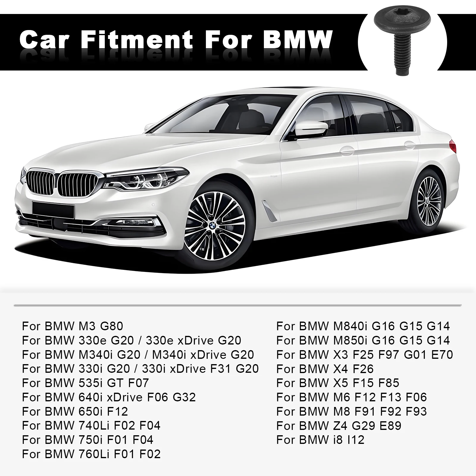 Для BMW 07147263759 Винт с овальной головкой и шайбой (2004-2023) Болт крепления фар переднего бампера Винт соединителя переднего бампера