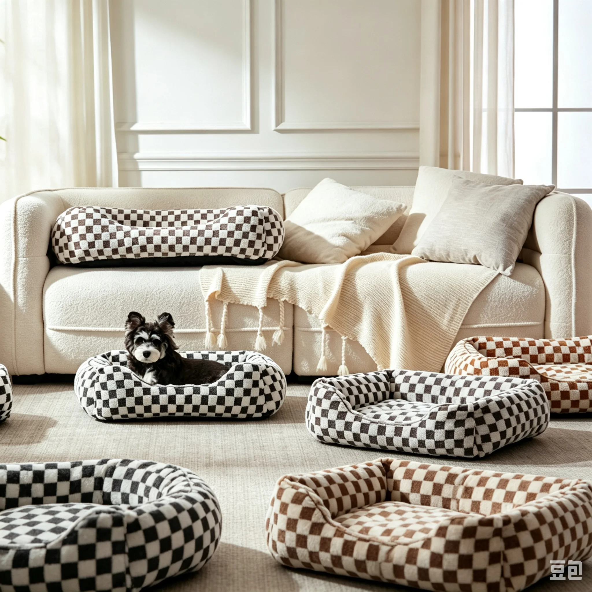 checkered-pet-bed-a-square-shaped-pet-bed-soft-and-comfortable-providing-a-deep-sleep-area-for-dogs-and-cats-winter-warm-pet-pad