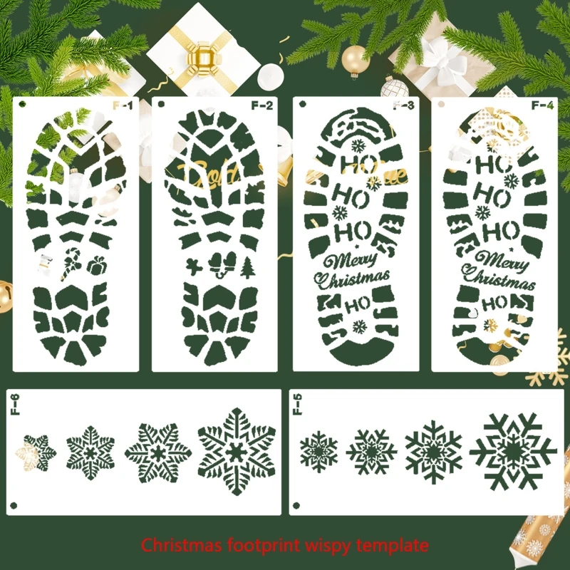 Reusable Plastic Santa Stencil for Painting on the Floor, Elf Footprint, Snowflakes, Christmas Decoration