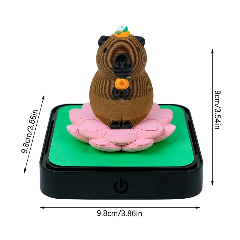 2026년 LED 조명 카피바라 3D 티어어웨이 캘린더 종이 조각 아트 메모 패드 노트패드 선물 장식