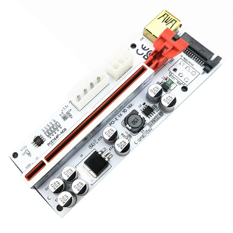 VER010-X PCIE Riser 1X sampai 16X USB3.0 SATA3.0 6PIN + 4PIN ekstensi grafis untuk kartu adaptor bertenaga penambangan GPU BTC