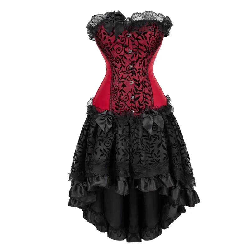 Victorian Corset ชุดเซ็กซี่ Floral Lace Overbust Corset Top ผู้หญิงแฟชั่นชุดรัดตัว Bustier ชุดชั้นในชุด RZ952