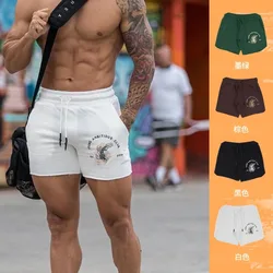 Shorts Men Summer Cotton Casual Fitness Work Pants Solid Color Drawstring White Workout Running Sweatshorts Male Short Homme