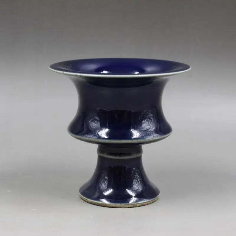 

Chinese Blue Glaze Porcelain Ming Jiaqing Wine Glass Teacup Liquor Cup 3.62 inch
