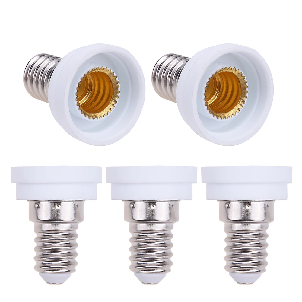 5pcs/Pack E14 to E12 LED Lamp Base Bulb Holder Converter Light Adapter Socket Lighting Parts Accessories White
