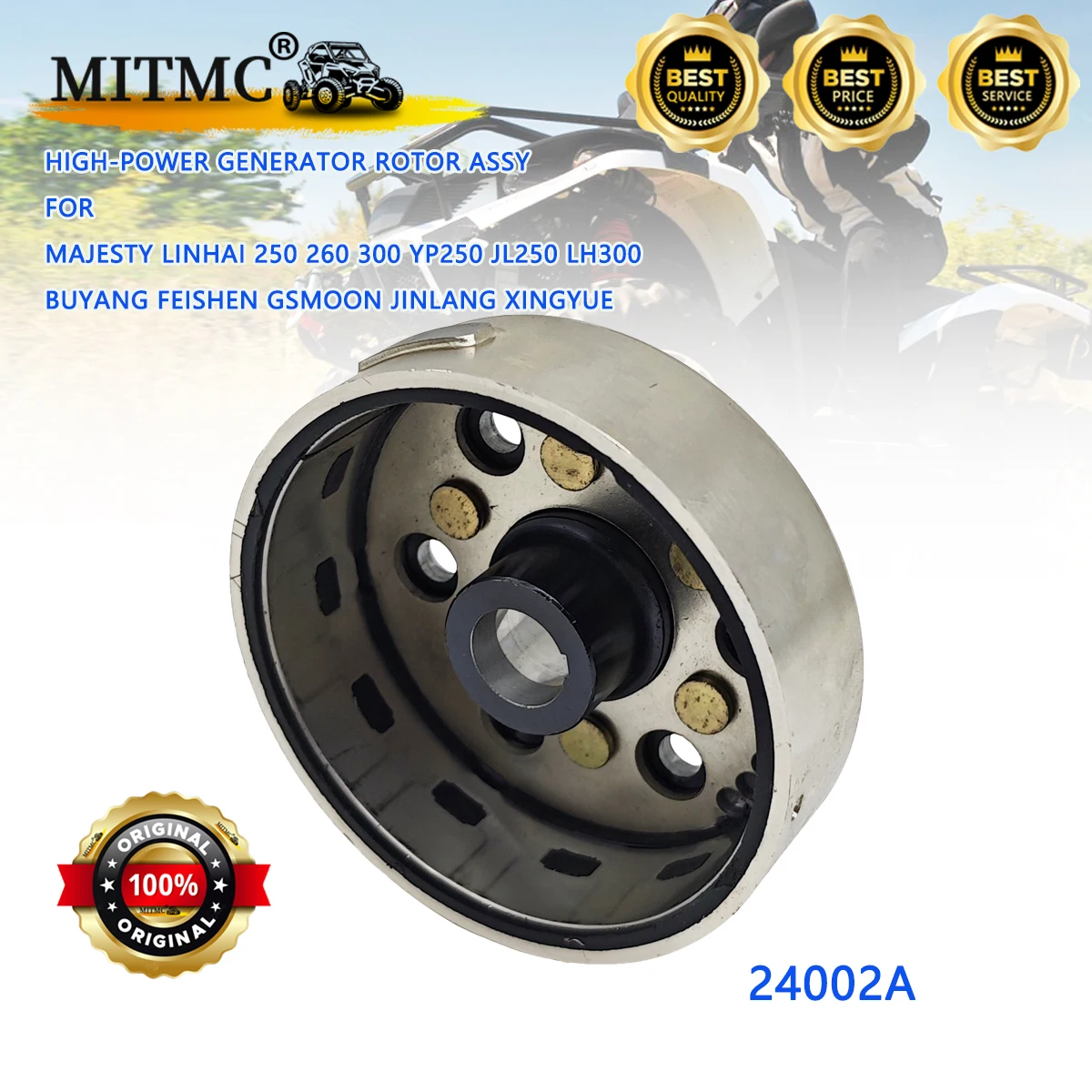 

High-Power Generator Rotor Assy For MAJESTY LINHAI 250 260 300 YP250 JL250 LH300 Buyang Feishen Gsmoon Jinlang Xingyue 24002A