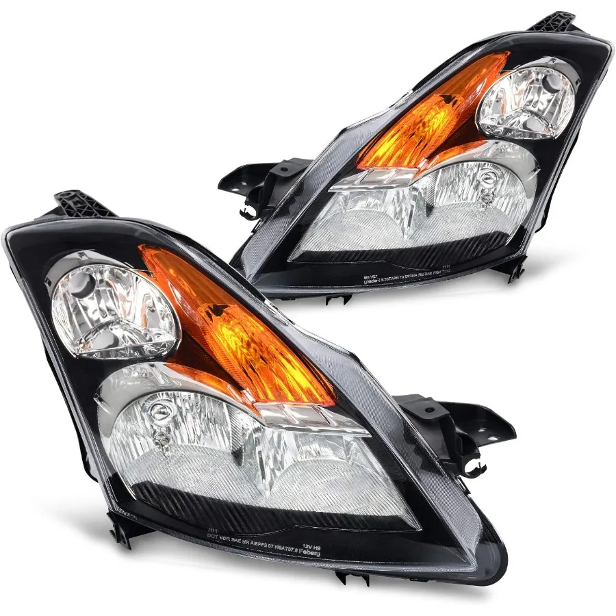 ชุดไฟหน้าที่ใช้ร่วมกันได้กับรถยนต์ Altima Sedan 4 ประตู ปี 2007 2008 2009 เพื่อความปลอดภัยในการขับขี่กลางคืนที่ดียิ่งขึ้น โครงสีดำพร้อมไฟสีเหลืองอำพัน