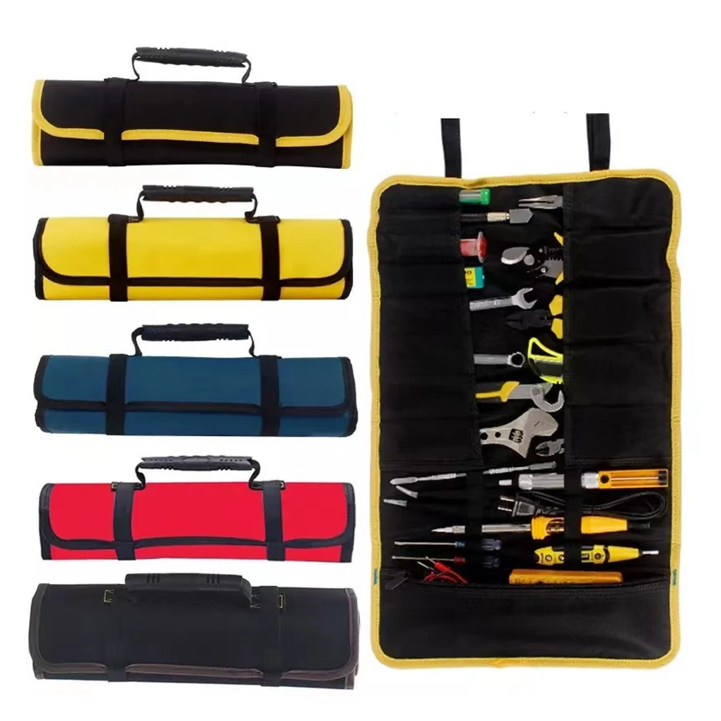 Multi-pocket Tool Bags Portable And Tear Resistant Outdoor Tools Waterproof Storage Hand Roller Black yellow edge