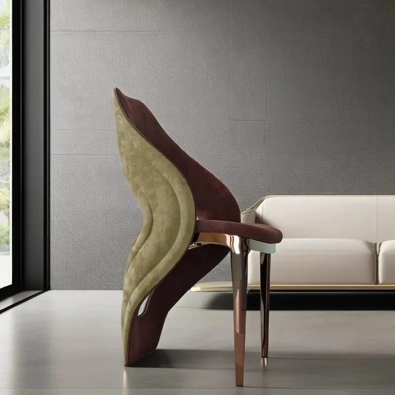Long Lasting Luxury Italian Leather Dinner High-end Light Luxury Cream Modern Dining Chairs for Dining Room Beige