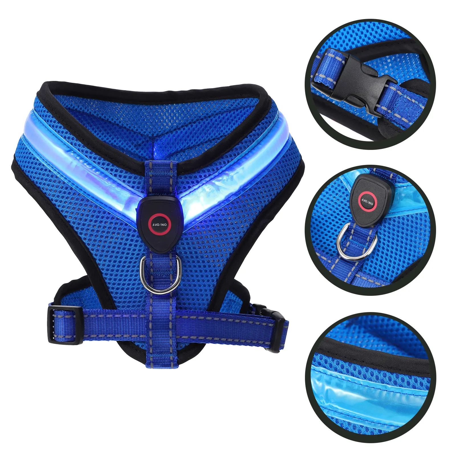 1 Set USB Charging LED Dog Vest Breathable Luminous Pet Puppy Vest Safety Night Walking Garment Pet Dog Garment