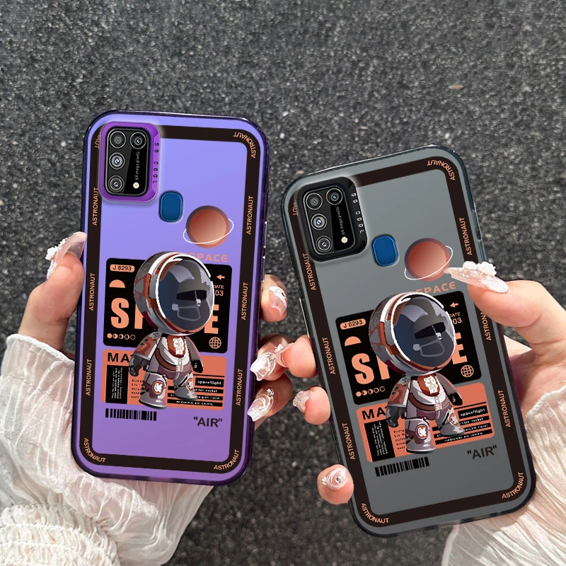 Fasion Luxury Laser Case for Samsung A02 A03 CORE A03S A05 A14 A20S A21S A22 A23 A31 A33 A53 4G 5G Cover Coque Cartoon Astronaut