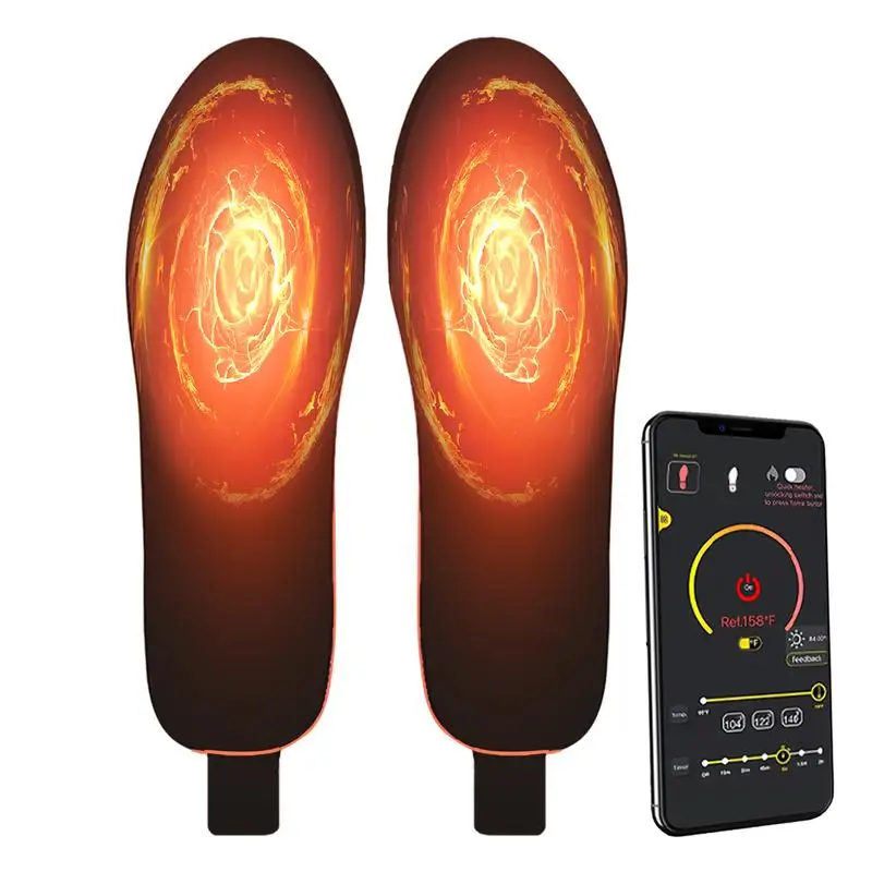 Outdoor USB Rechargeable Insoles 1 Pair Thermal Heating Insoles USB Charging Women Men App Control Insoles For Cold Weather