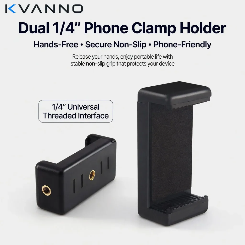 KVANNO Universal Phone Tripod Mount 1/4'' Screw Holder Clip Adapter For phone Video Recording Vlog Photography Stand Accessories