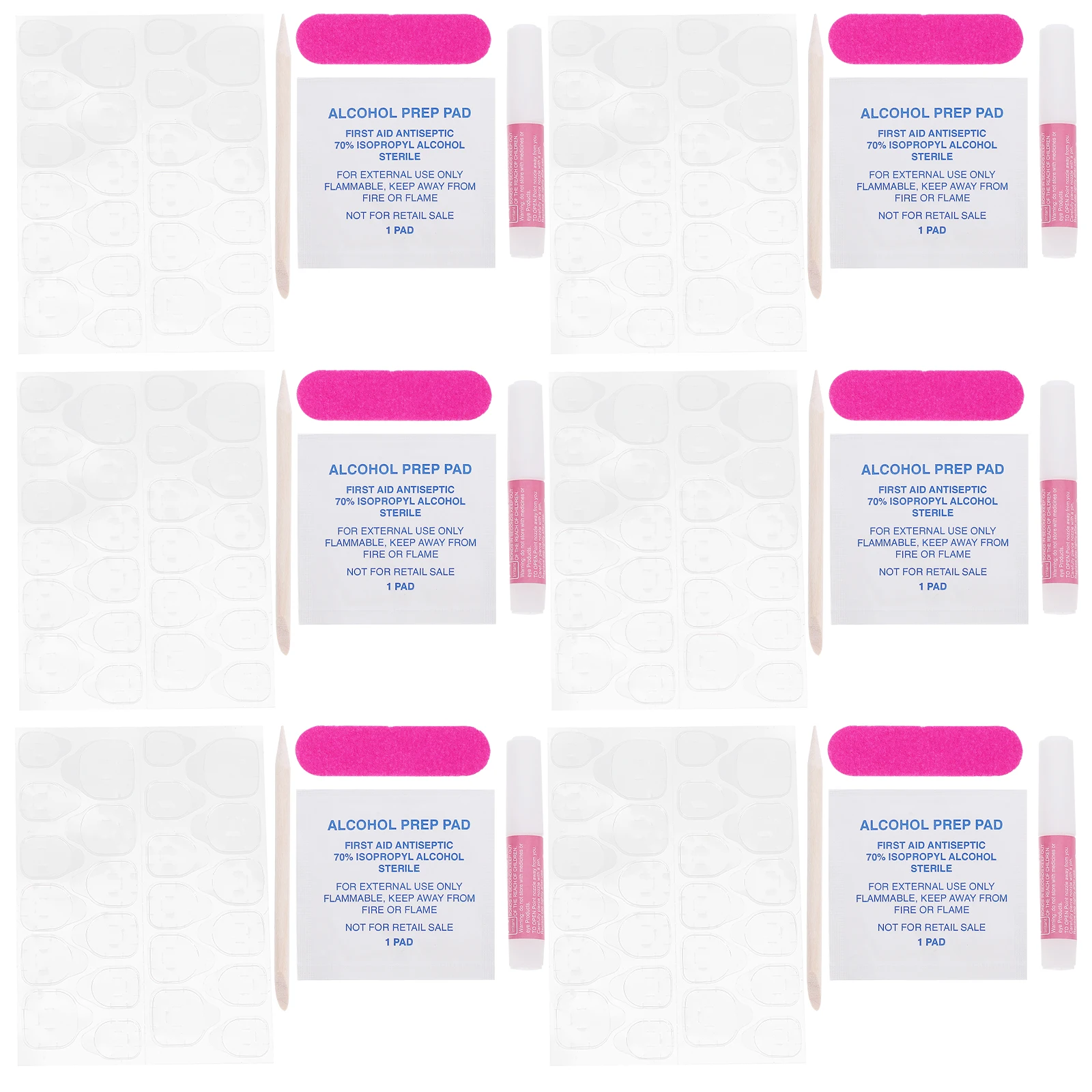 

10Sets Nail Art Supplies Kit with File Sticker Jelly Remover for False Nails Fast Application Removal At Home Salon Use