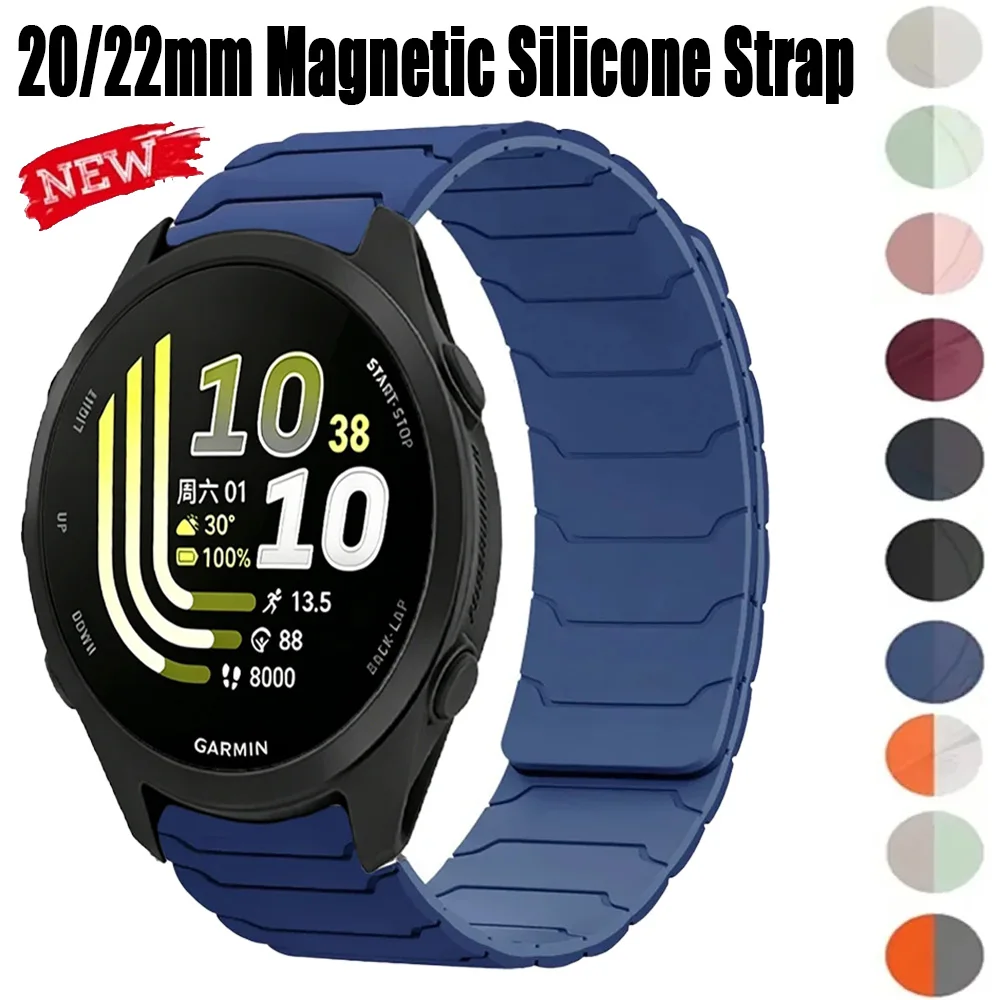 20/22mm Magnetic Silicone Strap For Garmin Forerunner 170 70 970 570 Sports Wristband For Garmin Venu 4 45mm Huawei 5 GT6-5 46mm