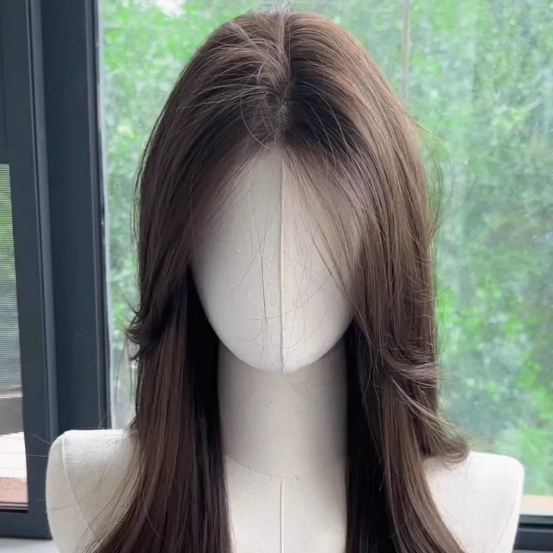 Long Wavy Brown wigs Lace front Wigs for Women Middle Part Hairline Natural Daily Party Wear Full Wigs Daily Synthetic Wig