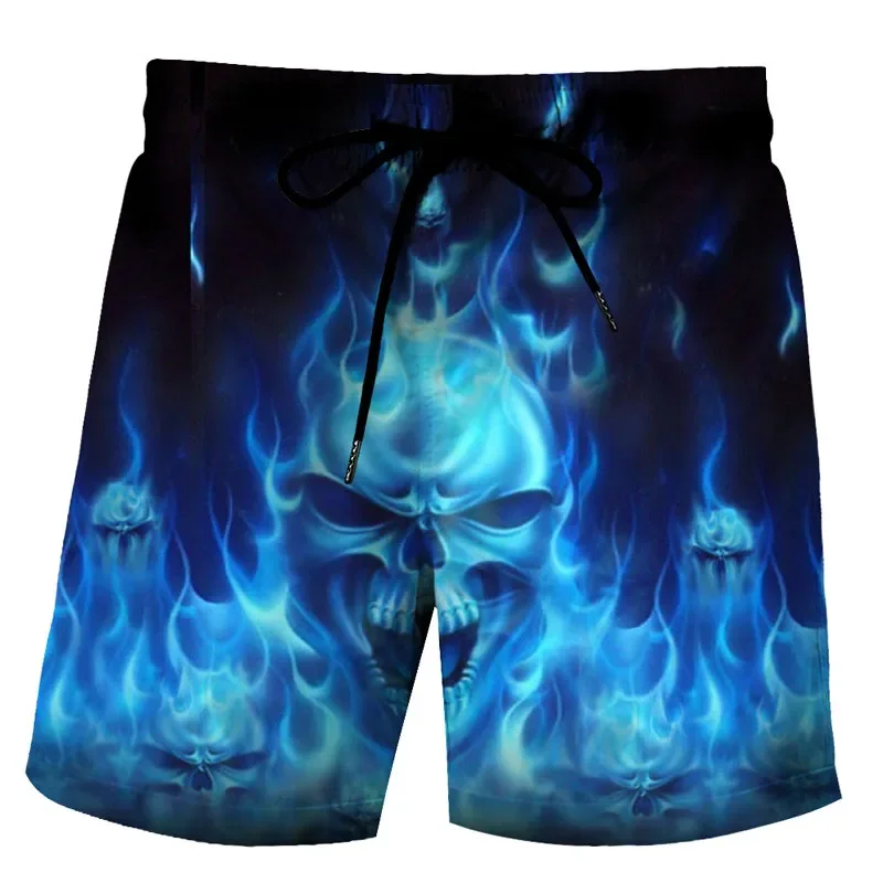 

Latest skeleton shorts men's Gothic summer printed 3D shorts men's hip hop casual beach pants Bermuda oversized shorts