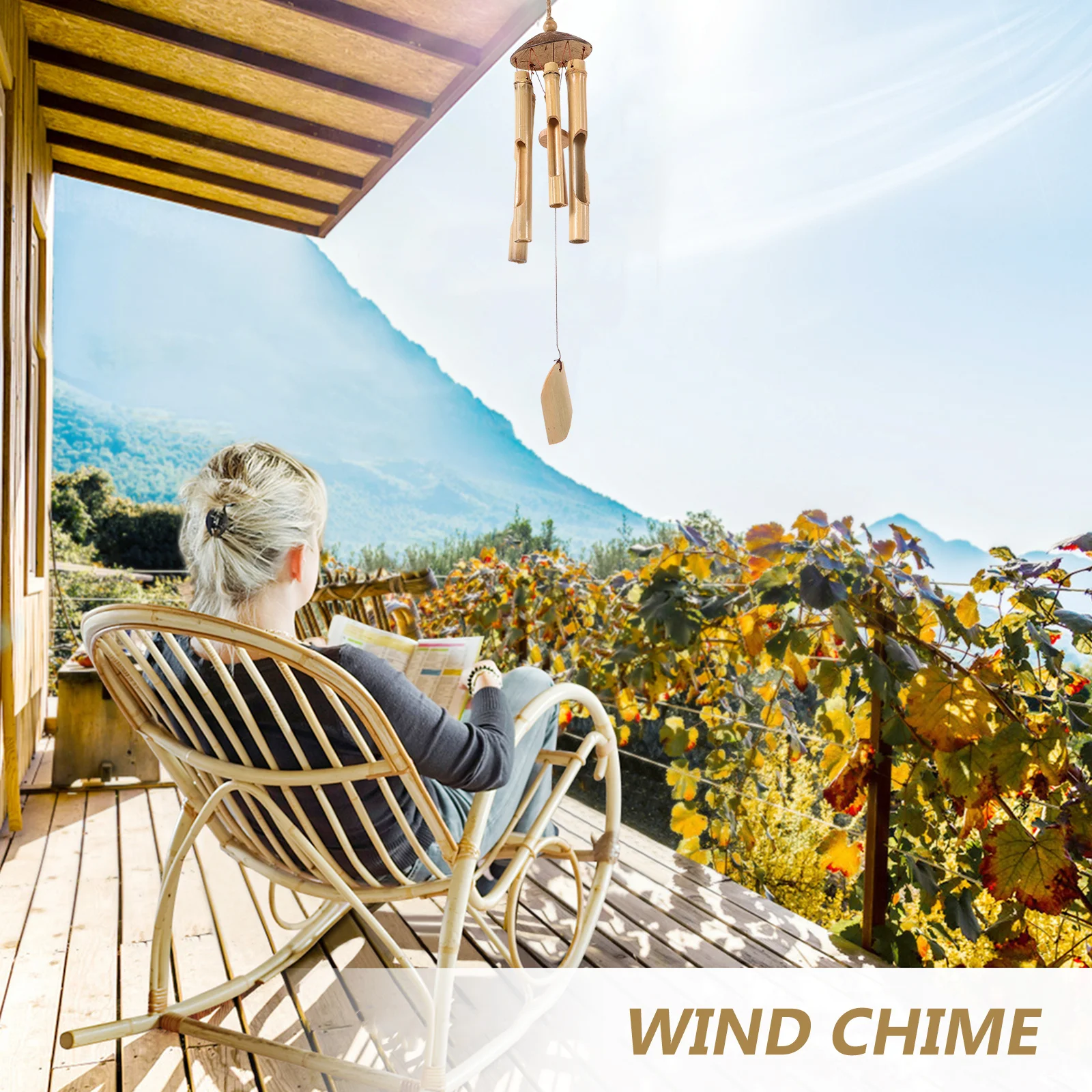 

Bamboo Wind Chime Handcrafted Tube Decor For Garden Patio Outdoor Hanging Windchimes Unique Rustic Bell Fall Porch