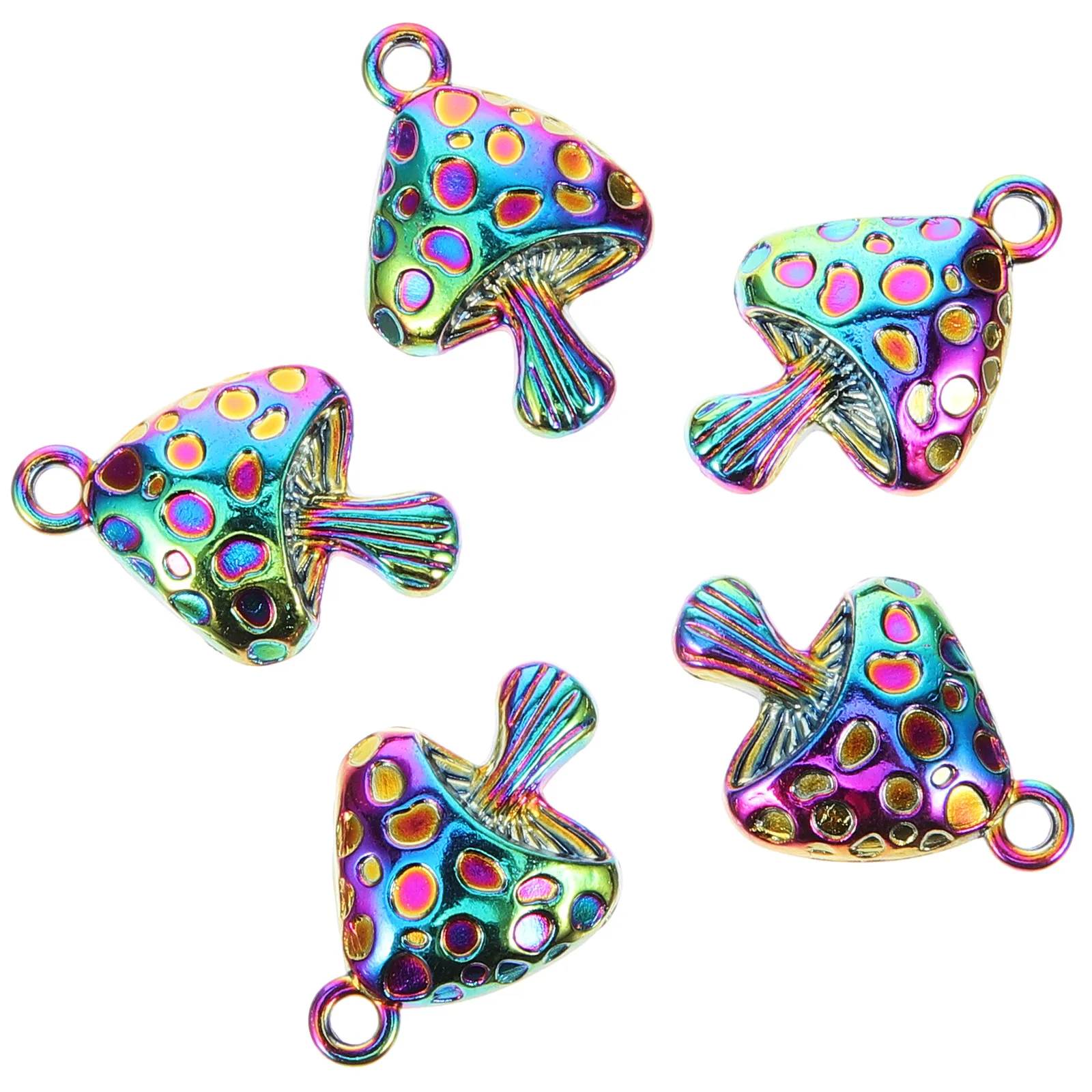 

10 шт. подвесок-грибов «Радуга» для украшений, DIY-аксессуары из сплава для брелоков, ожерелий, браслетов, серег