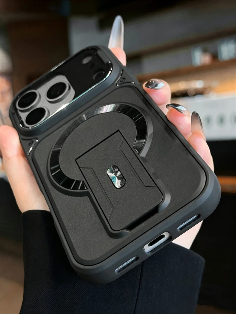 Fold Stand Magnetic Armor Case for iPhone 17 Air 16 15 14 Plus 13 12 11 Pro Max For Magsafe Camera Holder Lens Protection Cover