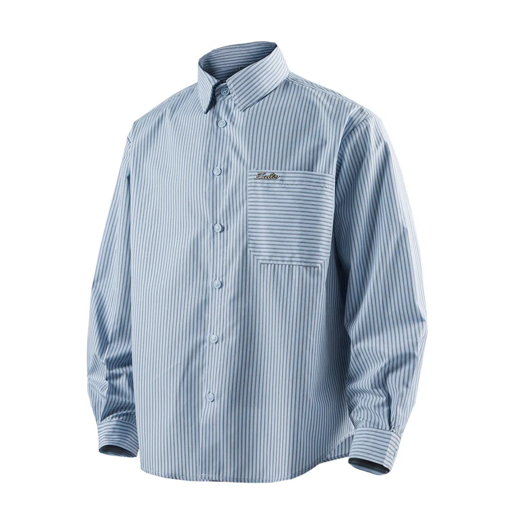 

2026 Spring Japanese Cityboy Style Striped Long-Sleeve Shirt for Men 50% Cotton Oversized Unisex Loose Casual Top Trendy Cool