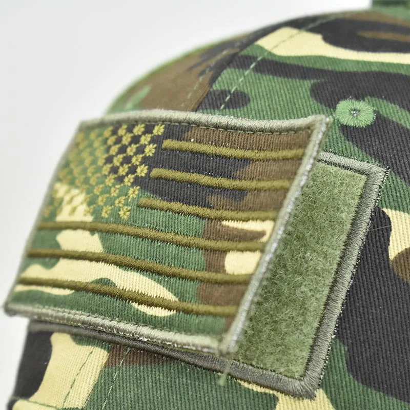 Men’s Tactical Mesh Trucker Hat, Camouflage Outdoor Baseball Cap with Removable Embroidered Patch, Adjustable Snap‑Back Sun Hat