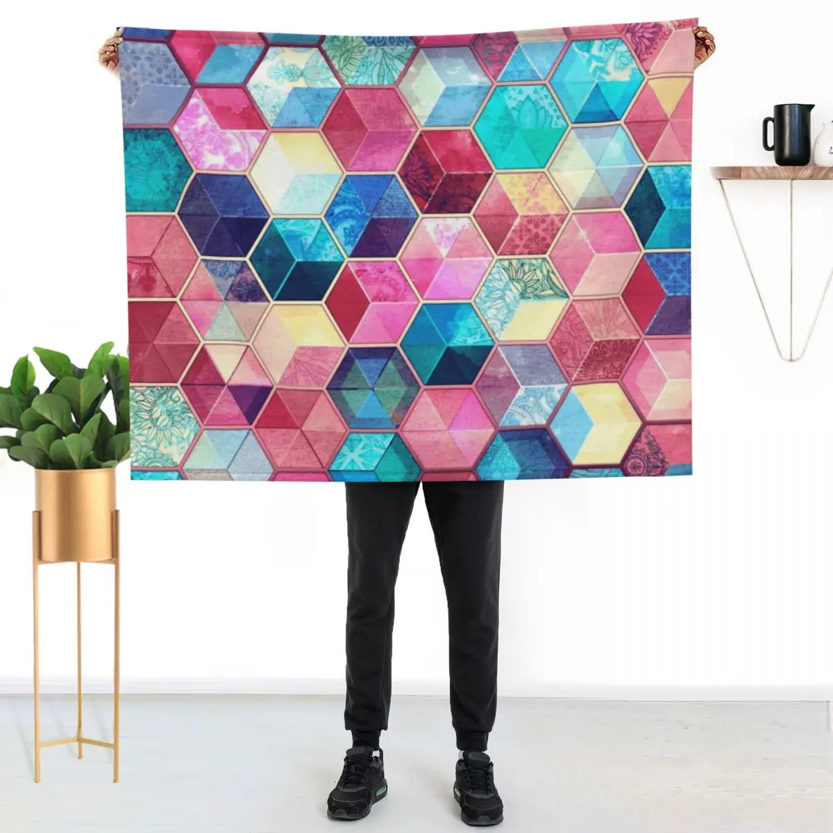 Topaz & Ruby Crystal Honeycomb Cubes Throw Blanket Thermal funny gift Decorative Throw Warm anime Beautifuls Blankets