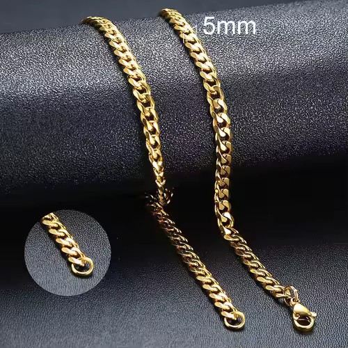 Vnox Cuban Chain Necklace for Men Women,Basic Punk Stainless Steel Curb Link Chain Chokers,Vintage Gold Color Solid Metal Collar - Image 7