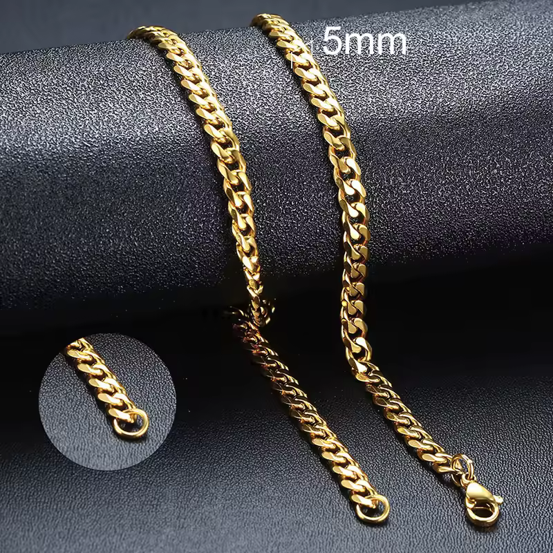 Vnox Cuban Chain Necklace for Men Women,Basic Punk Stainless Steel Curb Link Chain Chokers,Vintage Gold Color Solid Metal Collar - Image 7