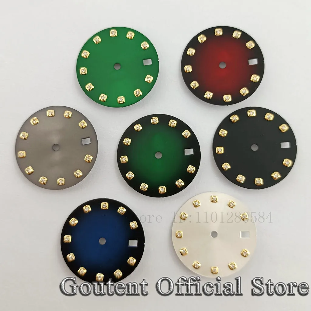 Goutent 29mm Red/Black/Blue/Green/Gray Watch Dial Fit NH35 NH35A Movement Calendar Window