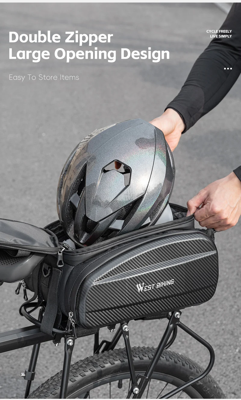 WEST BIKING Multifunktionale Fahrrad-Gepäckträgertasche 17/31L Erweiterbare Hartschalen-MTB-Fahrrad-Heckträgertasche Wasserdichte Schultertasche – Detail 4