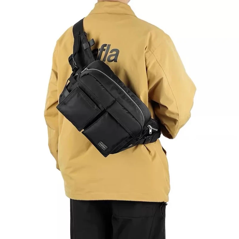 

Porter Waterproof Nylon Waist Bag Men Commute Chest Bag Casual Crossbody Bag Multifunctional Sports Travel Large Capacity