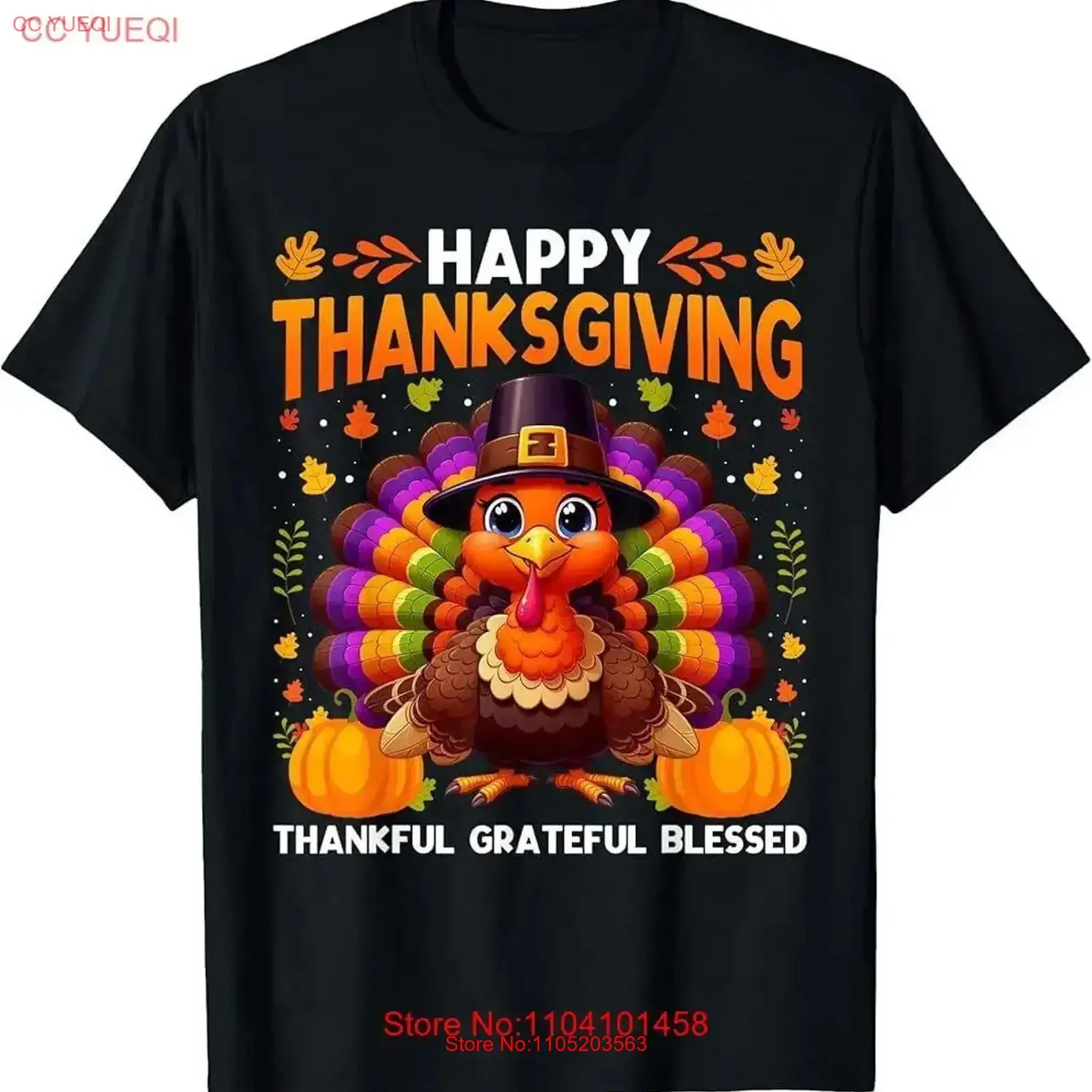 Thankful Grateful Blessed Happy Thanksgiving Turkey Pumpkin T Shirt vintage Washed Soft Breathable homme streetwear