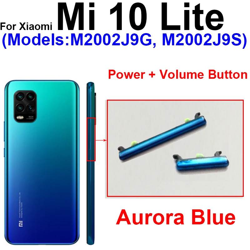 Power Volume Buttons For Xiaomi Mi 10 10Pro 10 10T Lite 10Ultra ON OFF Power Volume UP Dowm Side Button Keys Spare Repair Parts