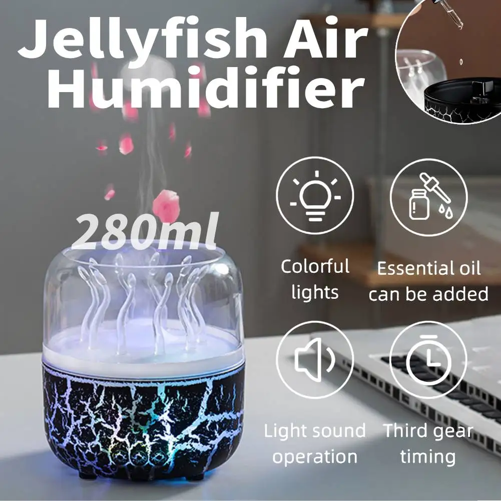 

280ml Jellyfish Air Humidifier with Timer Essential Oil Diffuser Aromatherapy Jellyfish Diffusers for Home Bedroom Spa Office