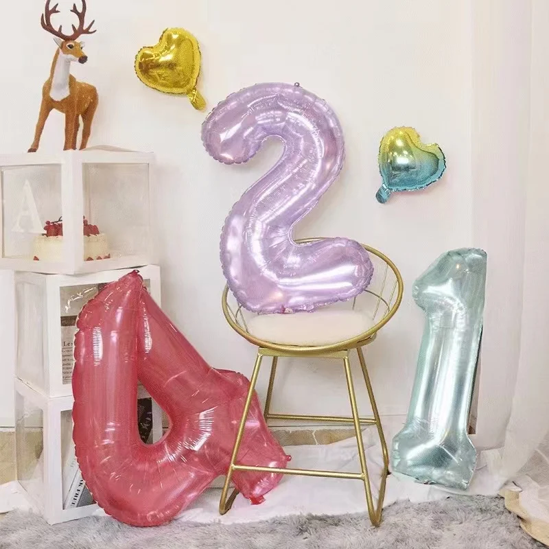 32 cal kryształ fioletowy balon w kształcie cyfry 0-9 dorosłych ślub przyjęcie rocznicowe dostaw Kid Birthday Party dekoracja Baby Shower