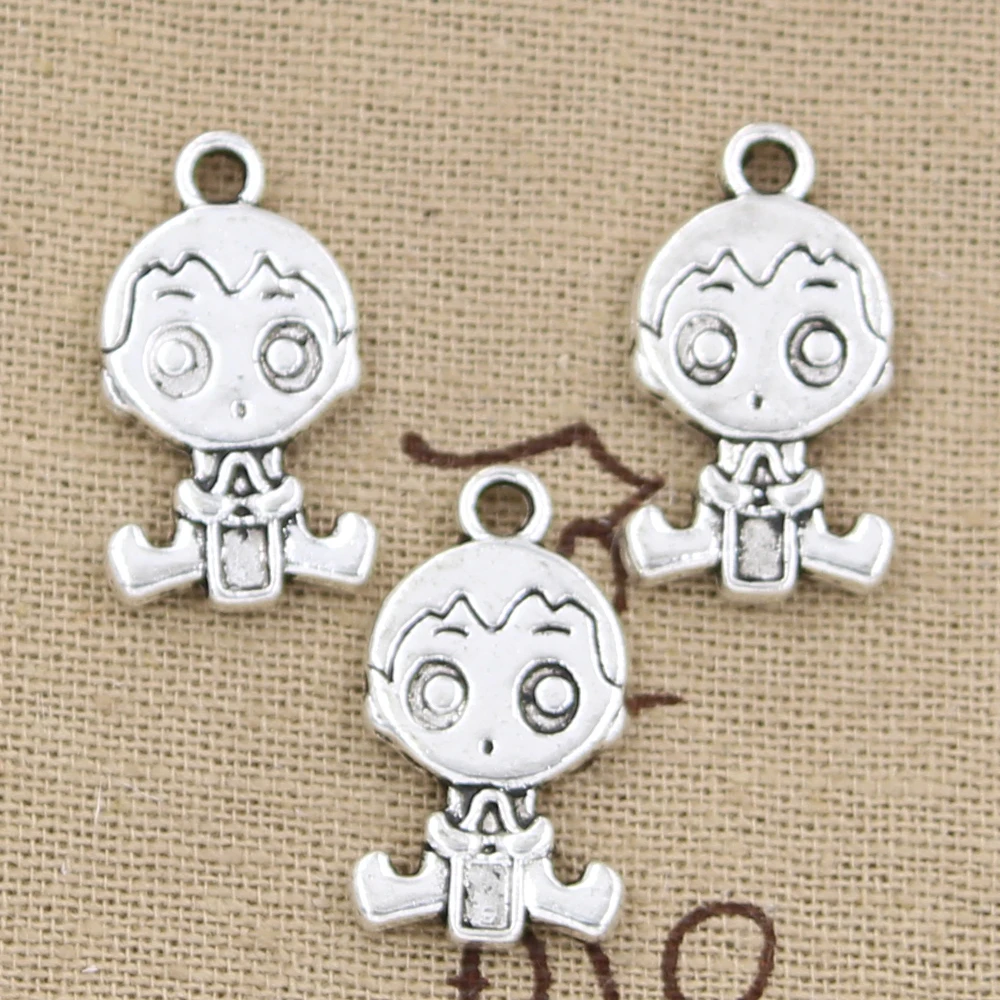 10pcs Charms Baby Girl Boy 24x13mm Antique Bronze Silver Color Pendants Making DIY Handmade Tibetan Bronze Silver Color Jewelry
