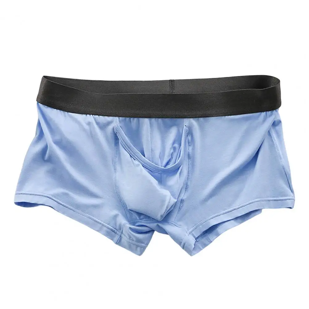 Plus Size Mid-Rise Wide Waistline Men Panties Patchwork Color U Convex Shorts Briefs Summer Men Boxers